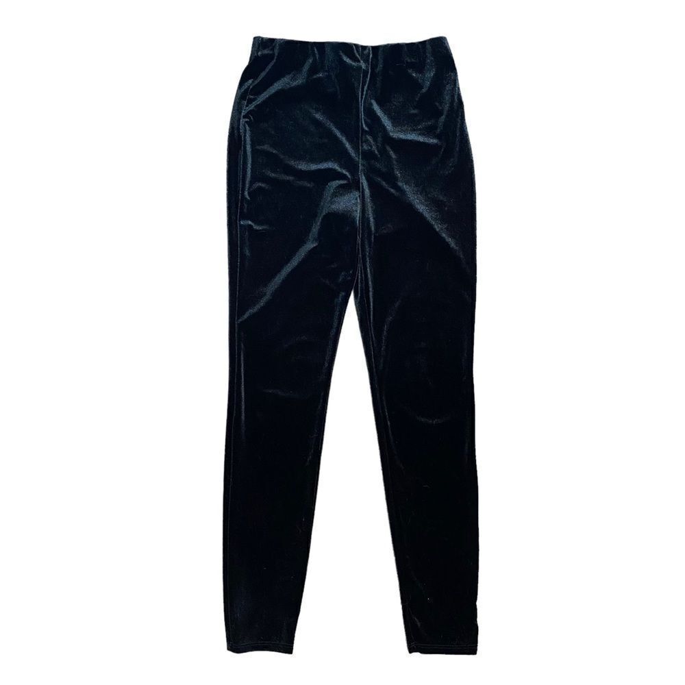 Forever 21 Black Velvet High-Rise Slim Fit Pants Women’s M